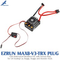 Hobbywing EZRUN MAX8-V3-TRX PLUG 150A Water-proof Brushless ESC with Traxxas Plug for 1/8 Touring Car, Buggy, Truggy and Monster Truck